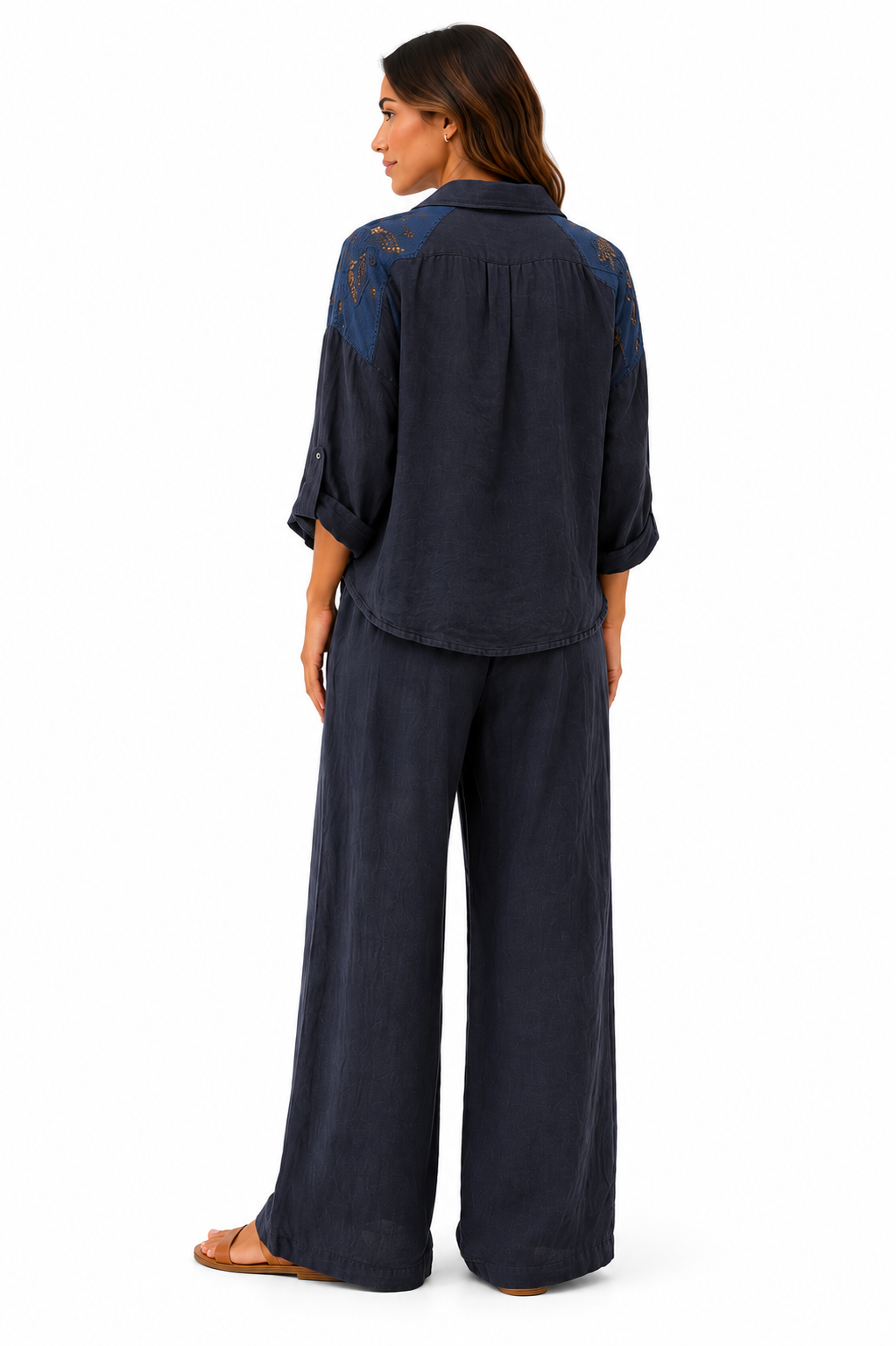 Linen Set 100% Italian Navy Blue Ligth