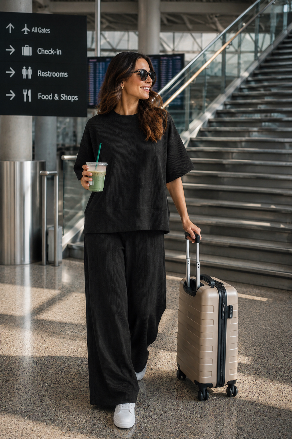 Ribbed Set Black Oversize