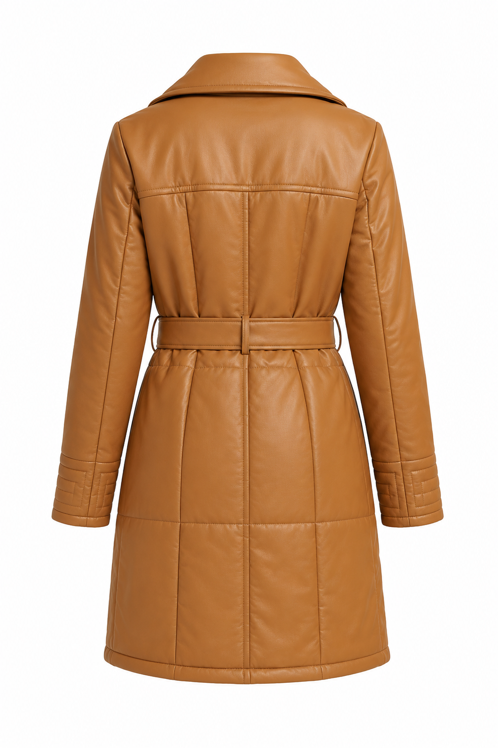 Kenneth Cole Camel Belted Faux Leather Coat