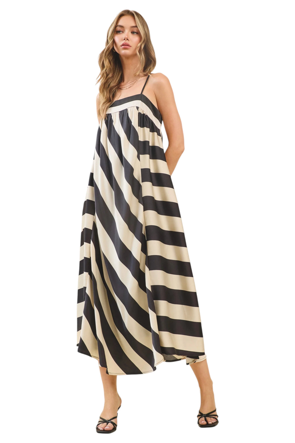 Maxi Dress Stripes Mocha