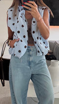 Jacket Vest Polkadot Baby Blue