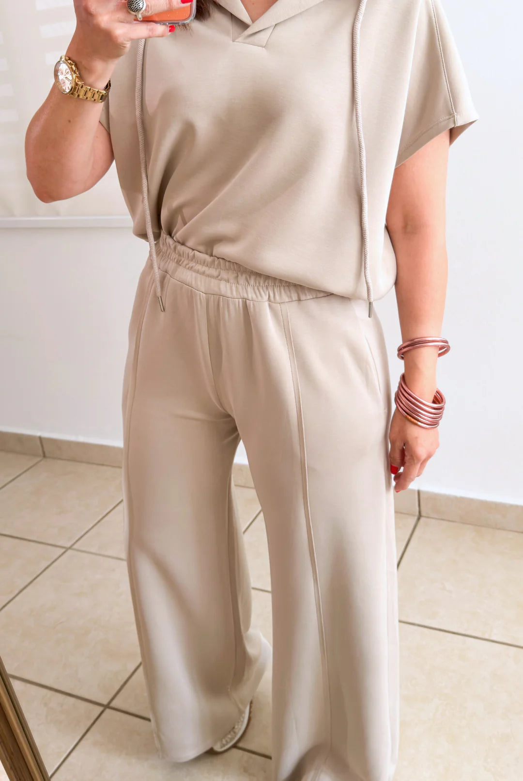 Relaxed Hooded Luxury Set Cream