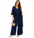 Set 100% Linen Italian Navy Blue