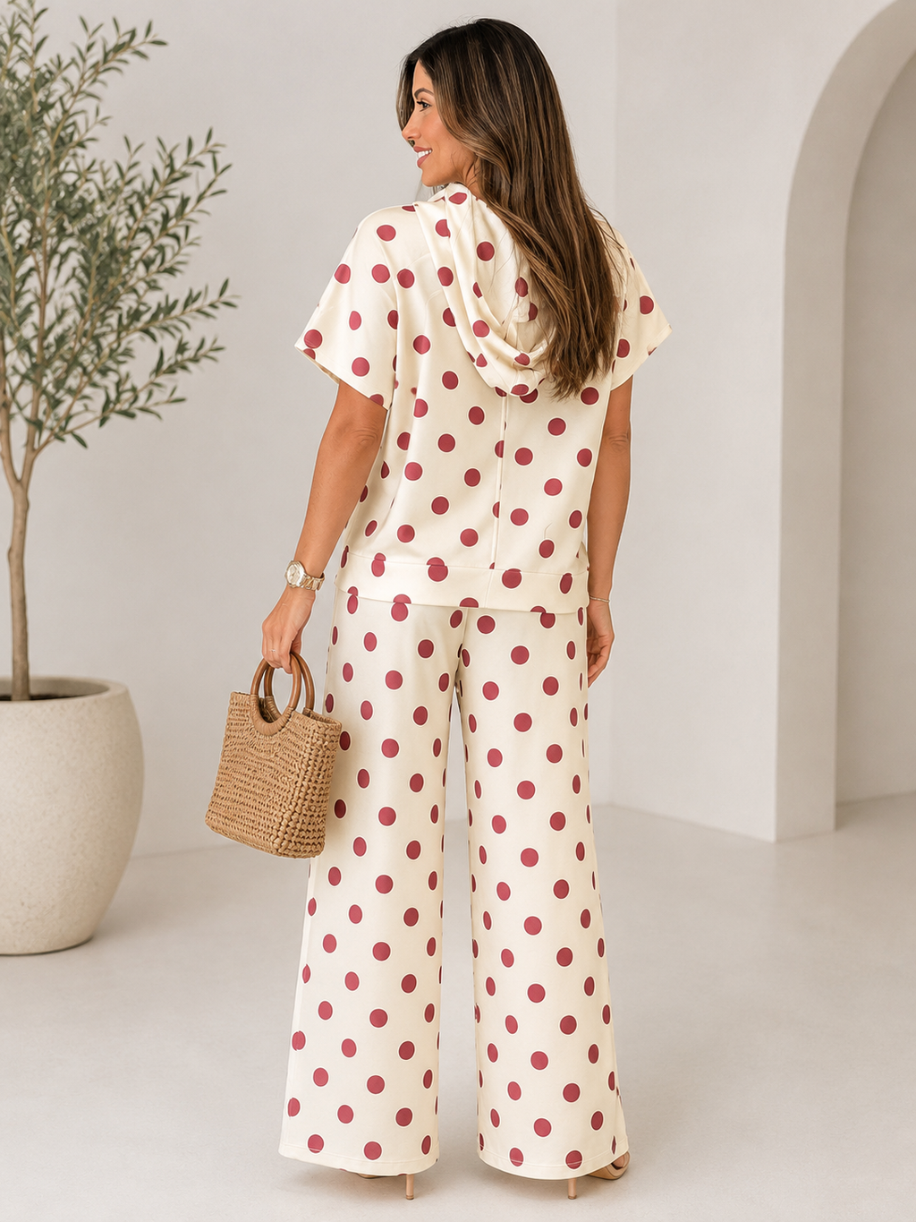 Comfy Set Polkadot Ivory Wine
