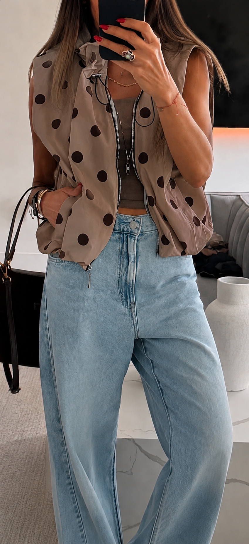 Jacket Vest Polkadot Mocha
