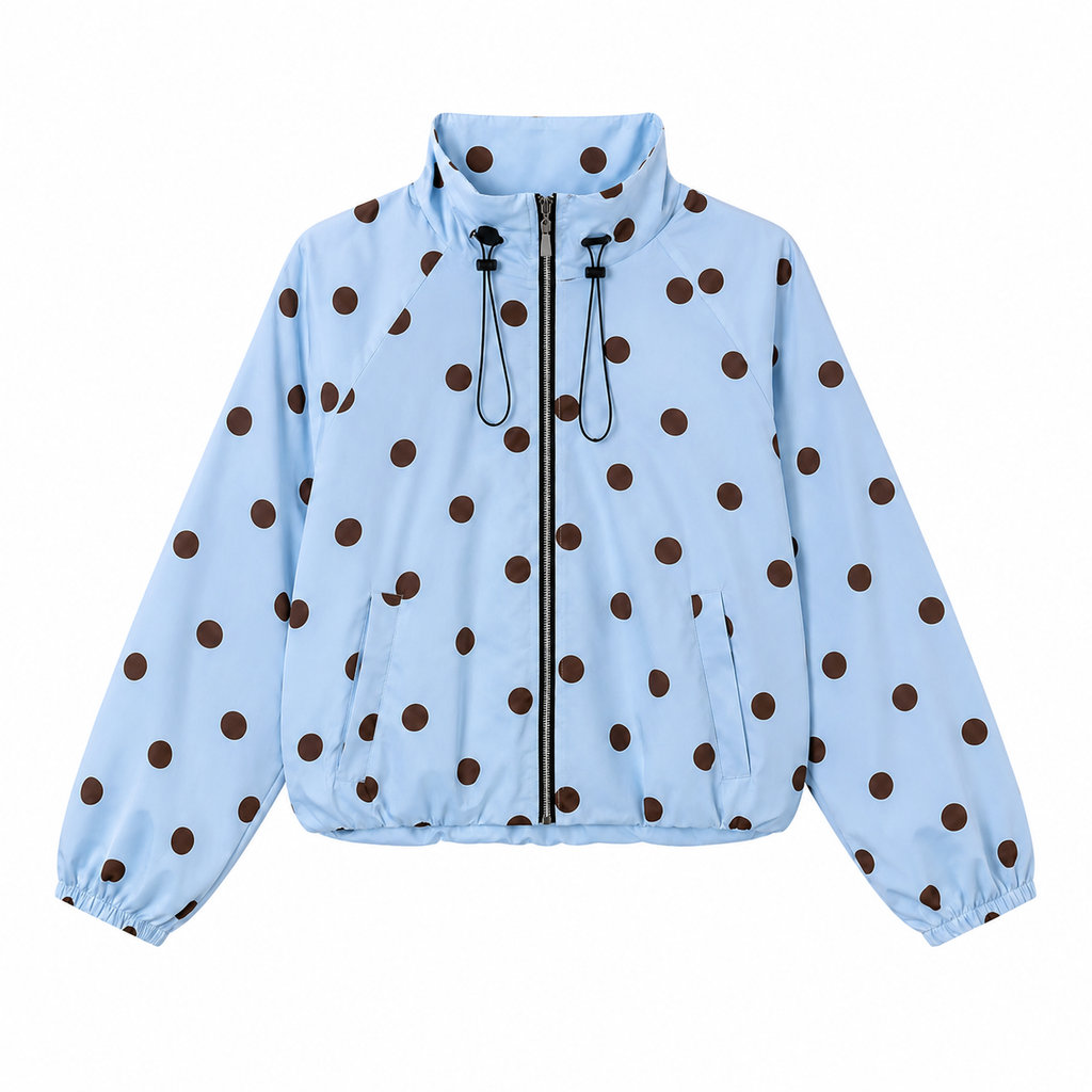 Polkadot Jacket Puffer Baby Blue/ Mocha