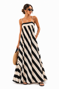 Maxi Dress Stripes Cream / Black