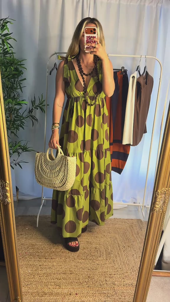 Maxi Dress Polkadots Green